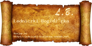 Ledniczki Boglárka névjegykártya